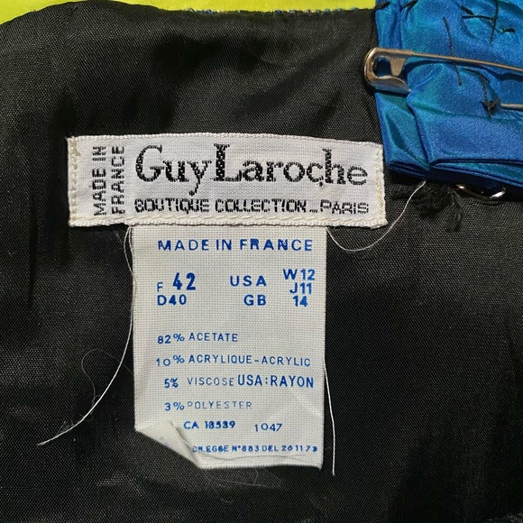 Vintage Guy Laroche France metallic brocade cocktail dress lions unicorns 42 S M - Picture 10 of 15